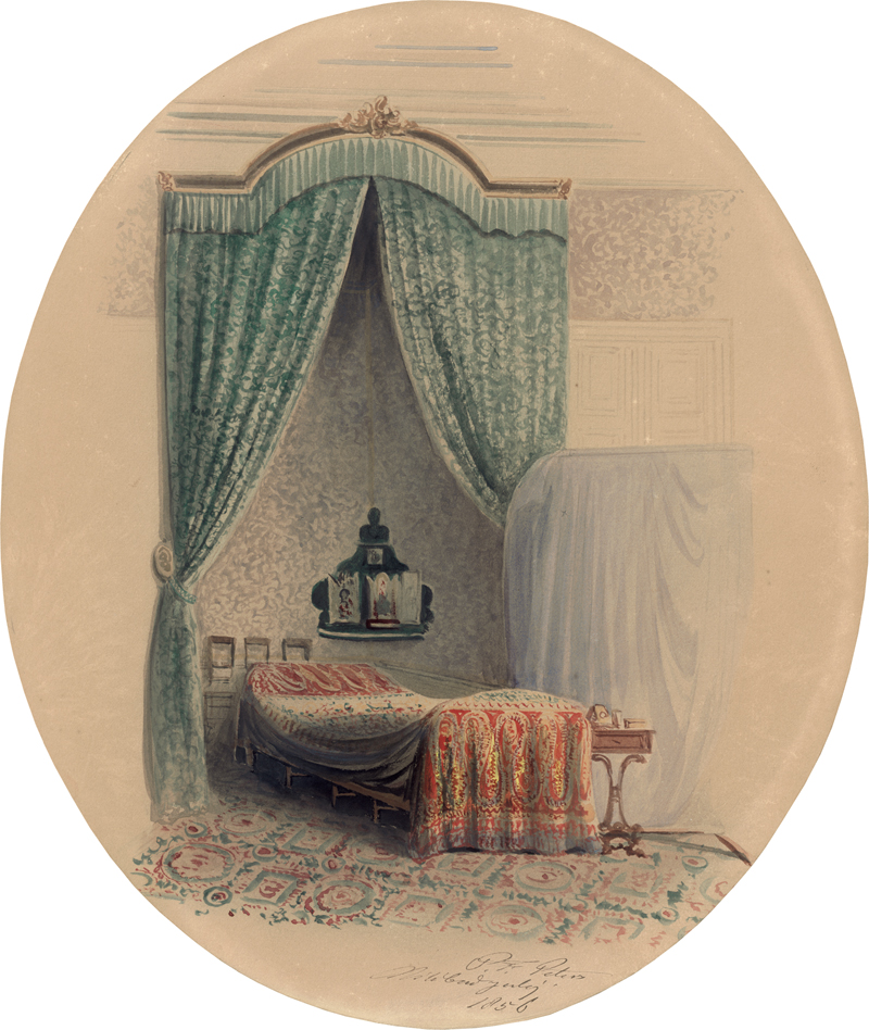 Lot 6694, Auction 126, Peters, Pieter Francis, 1856. Schlafgemach der Zarin Alexandra Fjodorowna in Wildbad