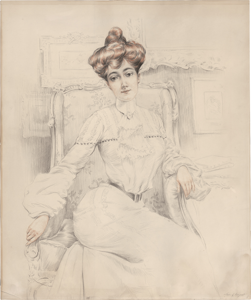 Lot 6723, Auction  126, Helleu, Paul César - Umkreis, Elegante Dame im Lehnsessel