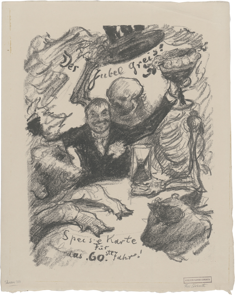 Lot 8074, Auction 126, Corinth, Lovis, Speisekarte zum 60. Geburtstag (Selbstbildnis mit dem Tod), III. Fassung
